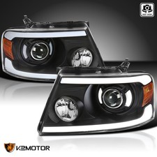 Black Fits 2004-2008 Ford F150 Lincoln Mark Lt Led Bar Projector Headlights Lamp