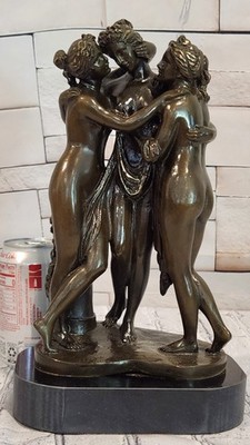 Museum Quality Three Graces Bronze Sculpture Canova Style Figurine 