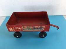Vintage ERTL Pressed Metal Toy Red Farm Wagon Trailer 4.5" x 3" Made in USA