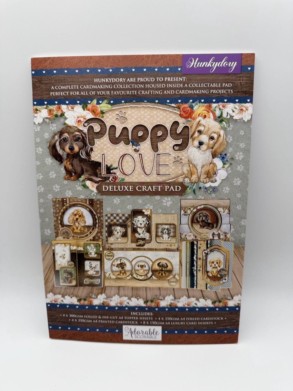 HUNKYDORY Deluxe Craft Pad ~ PUPPY LOVE (A4, 20 Sheets)