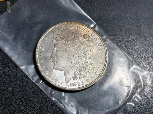 Morgan Silver Dollar, 1921  UNC.  Numismatic Profile, no mint mark  Philadelphia