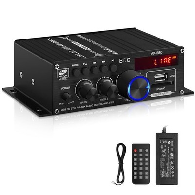 AK-380 USB SD BT.C FM AUX Audio Power Amplifier 400W+400W 2.0 CH HiFi Stereo AMP