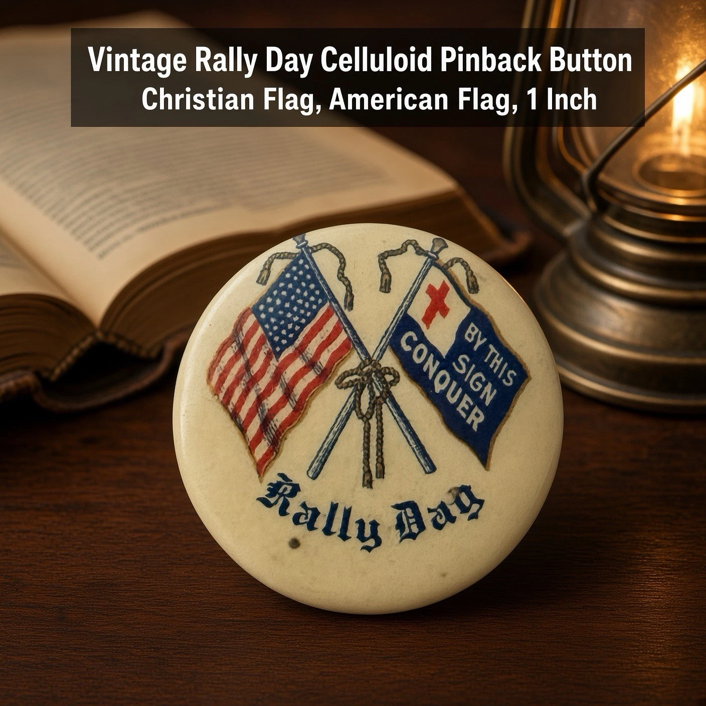 Vintage Rally Day Celluloid Pinback Button