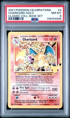 2021 Pokémon Celebrations Charizard #4/102 Classic Collection Holographic PSA 8