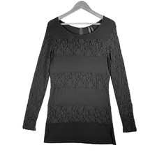 Guess by Marciano BLACK Lace Panel Long Sleeve mini dress Bodycon Whimsygoth