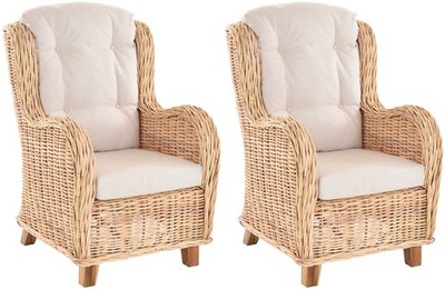 Set/2 Rattansessel Lesesessel bequem Rattanmöbel Sessel aus Rattan (Natur Hell)