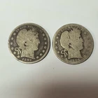1892 , 1893s liberty barber silver half dollar coins Very Circulated