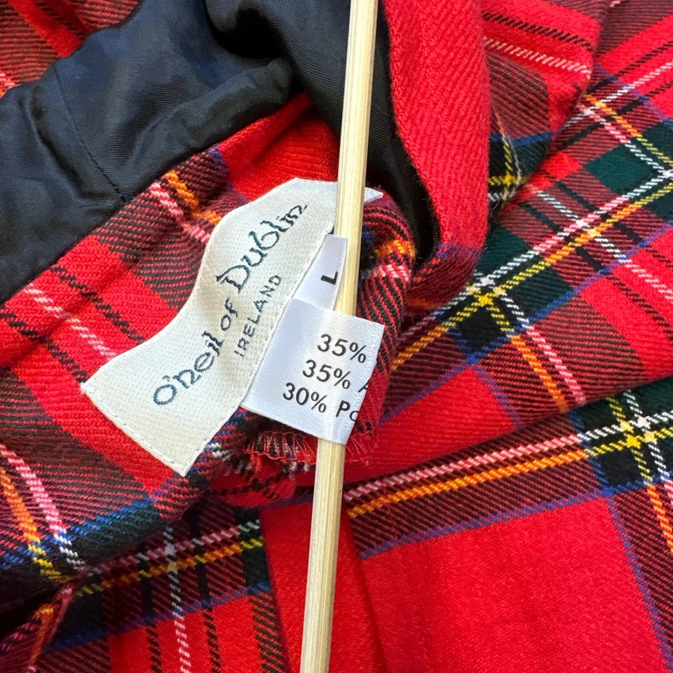 Poncho O'Neil of Dublin Grande Rojo a Cuadros Capa Irlandesa Con Capucha Mezcla de Lana Foto 4 de 4