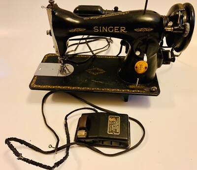 Vintage Antique Singer Sewing Machine w/motor cat. # B.R.8 S & touch ...