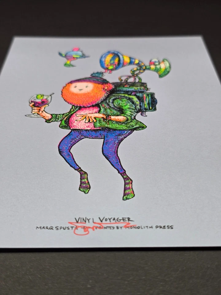 Marq Spusta Viniyl Voyager - Firmado Edición Limitada Sneezy Teal Arte Impresión Vinilo Foto 4 de 4