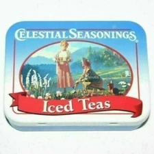Celestial Seasonings Empty Tin Iced Teas Grandma Gardening Mountains Blue White