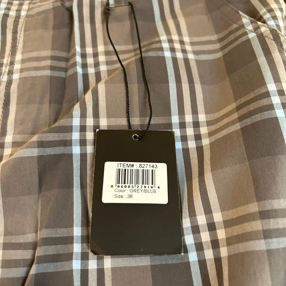 Pantalones Cortos de Carga Age of Wisdom a Cuadros Informales Sueltos Bolsillos Gris Azul Para Hombres 38" Nuevos con Etiquetas Foto 3 de 4
