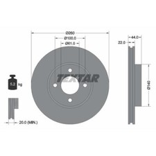 TEXTAR 2x Bremsscheibe vorne Ø260 mm Innenbelüftet für Nissan Micra IV K13 1.2