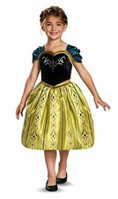 LICENSED DISNEY'S FROZEN ANNA CORONATION GOWN GIRLS HALLOWEEN COSTUME SMALL