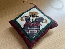 Needlepoint Pillow Christmas Ornaments, Christmas Tree, Teddy Bear Holiday Decor