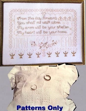My Heart Wedding Sampler Hardanger Beaded Ring Pillow CROSS STITCH PATTERNS