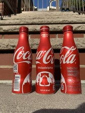 Lot Of 3 FULL Limit Edition Coca-Cola aluminium bottle PHILADELPHIA Liberty Bell