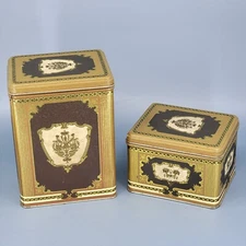 Vintage J.L. Clark Decorative Tin Coat of Arms Kitchen Storage Collectible 