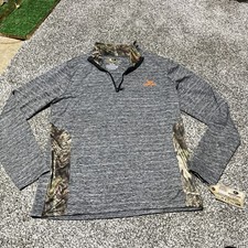 Mossy Oak Mens 1/4 Quarter Zip Zipper Dri fit Large Camo Outdoors NWT