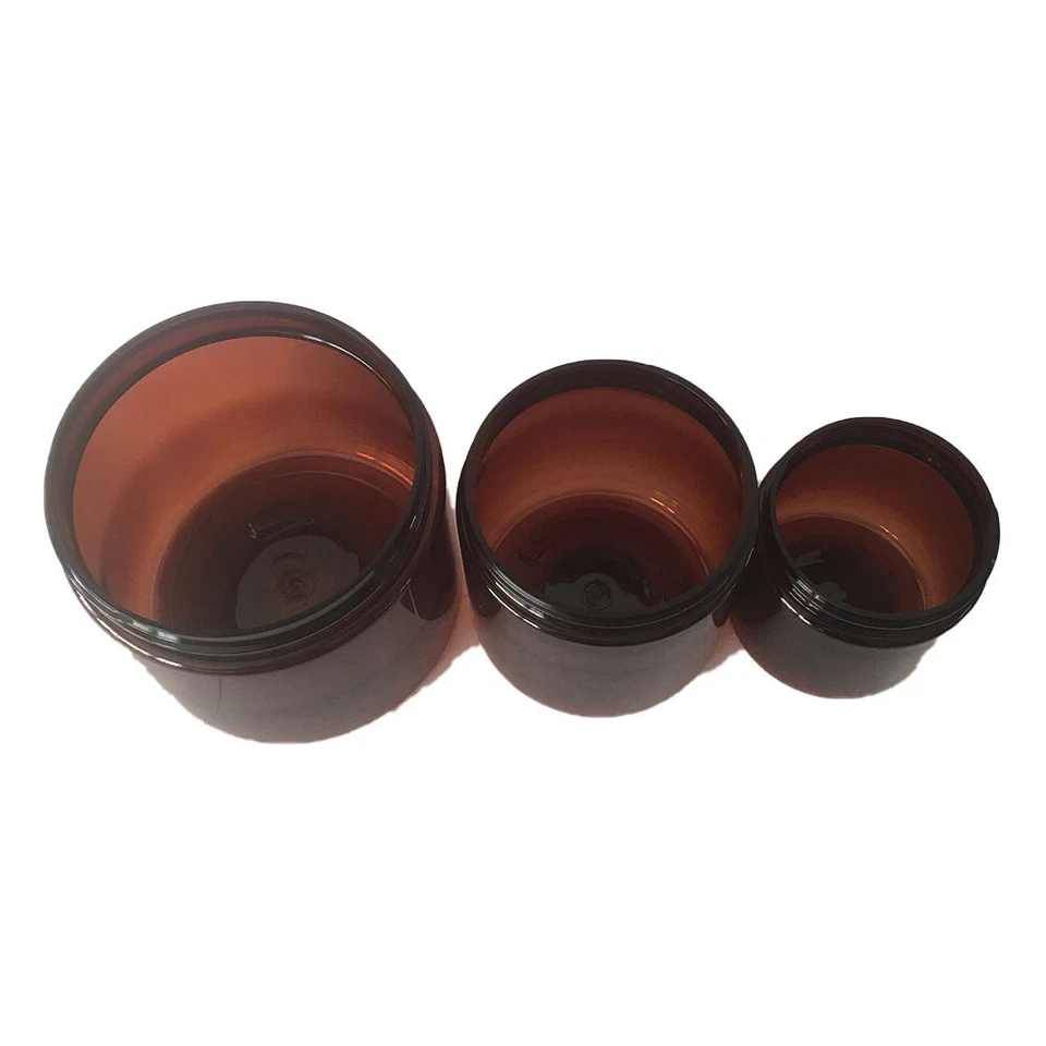4 oz, 16 OZ AMBER PET CONTAINER STRAIGHT SIDED JARS W/ BLACK SMOOTH LINED CAPS - Image 2 of 4