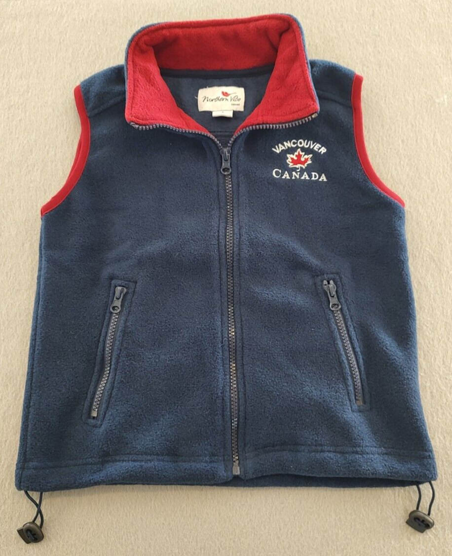 Northern Vibe Vancouver Canada Blue Fleece Vest Youth Size 4