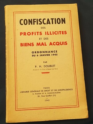 EINZIEHUNG ILLEGALER GEWINNE UND SCHLECHT ERWORBENER WAREN 1945 DOUBLE
