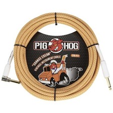 Pig Hog Orange Cream v. 2.0 Tour Grade Vintage Woven Instrument Cable, 20ft,