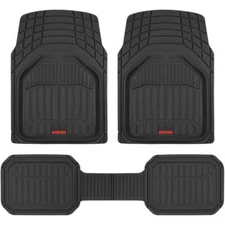 Motor Trend Heavy Duty All Weather Car Floor Mats Full Set 3pc Trim to Fit Black