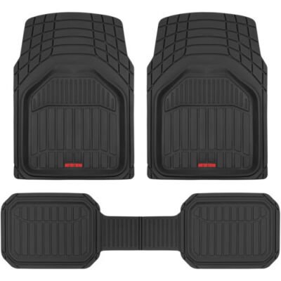Motor Trend Heavy Duty All Weather Car Floor Mats Full Set 3pc Trim to Fit Black