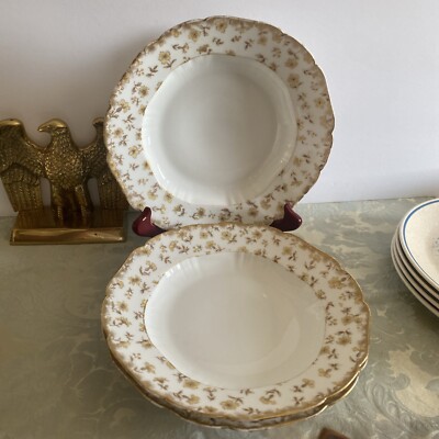ANTIQUE SET OF 3 LIMOGES RIMMED SOUP BOWLS BY OVINGTON  BROS.7.75''