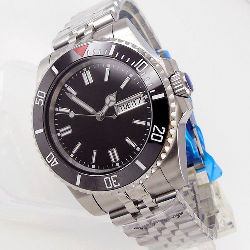 Japan NH36 Movement Sapphire Men's Automatic Watch Day/Date Oyster/Jubilee Band - Picture 26 of 33