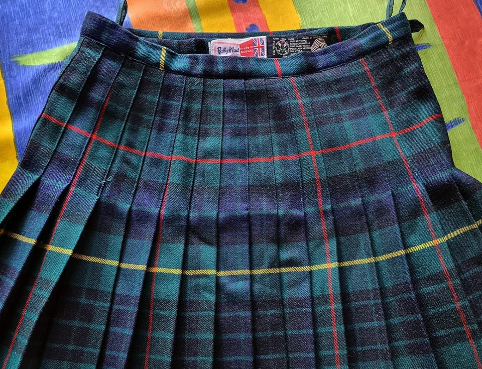 FALDA VINTAGE RALLY KLAD ESCOCIA CUADROS TARTÁN LANA HOMBRE FALDA ESCOCESA BROCHE: US29/EU44 Foto 4 de 4