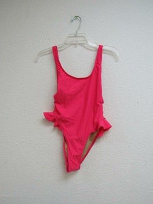 pink ruffle one piece swimsuit