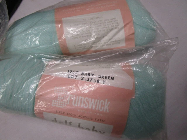 Винтажная детская пастельная пряжа Brunswick Delf цвет Baby Blue Aqua Green & Nile 7 мотков 1 унция ea - Изображение 4 из 4