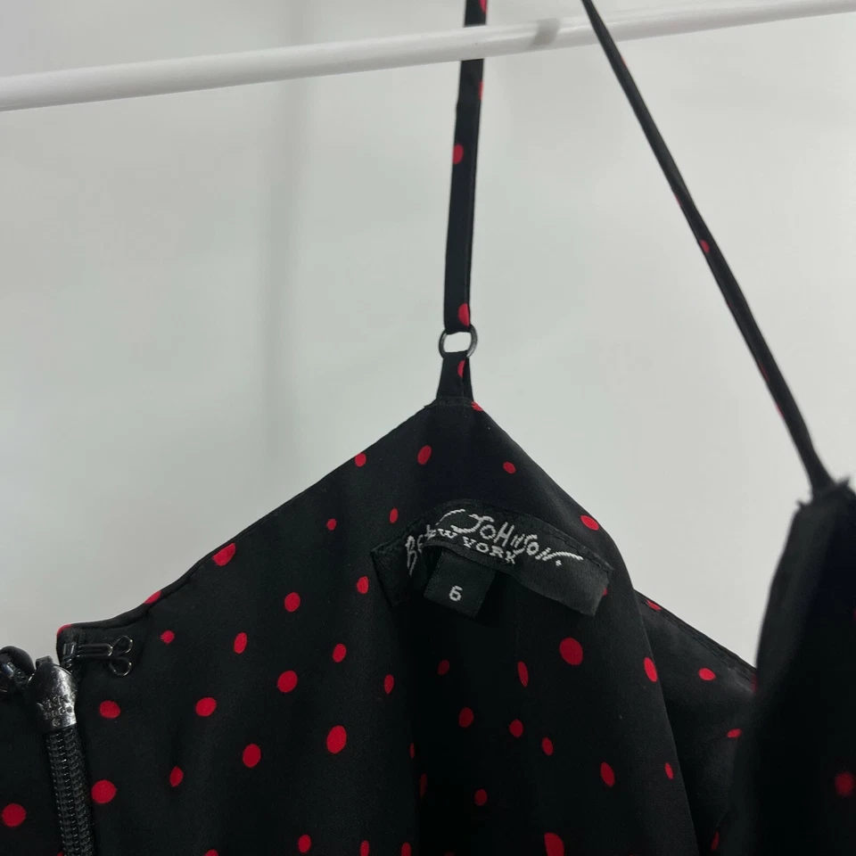 Mini Vestido Vintage Y2K Betsey Johnson Negro Rojo Lunares Arco Iris Correa Talla 6 Foto 4 de 4