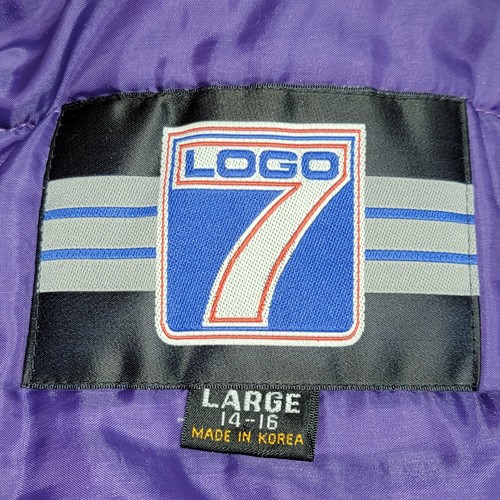 Vintage 90s Logo 7 Minnesota Vikings Jacket Youth Large 14/16 Purple Yellow Full - Picture 7 of 14