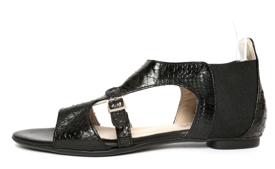 Sandálias gladiador AGL Euro 2 estampa de cobra preta Z2275* tamanho 8,5 EUA / 38,5 ESTREITO - Imagem 3 de 4