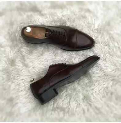 New Dark Brown Leather Handmade Lace Up Business Shoes For Mens