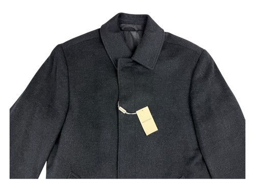 New Pronto Uomo Pea Coat Mens Size 38 S 100% Wool Black Lined Button Down NWT - Picture 4 of 11