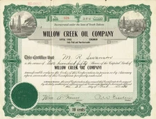 USA WILLOW CREEK OIL COMPANY  stock certificate/bond SOUTH DAKOTA