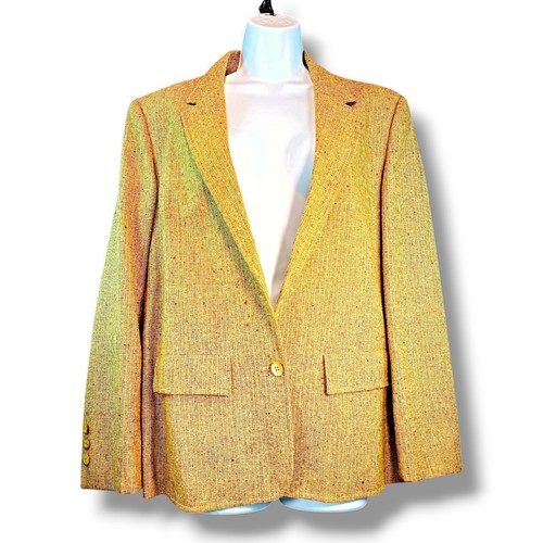 Vintage Pendleton reine Wolle Blazer Jacke Gr. 16 Biege Tweed gefüttert Knöpfe Taschen - Bild 1 von 14