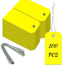 100 Pack Plastic Shipping Tags with Reinforced Wire, Waterproof Labels for Inven
