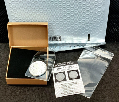 #ad 2024 XRP Ripple 1 oz 0.999 Silver BU Mintage 1000 Crypto Intaglio Mint w COA $139.00