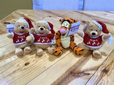 Disney Store Winnie the Pooh Winter Sweater Bean Bag 8" Plush Lot Of 4 Tigger 