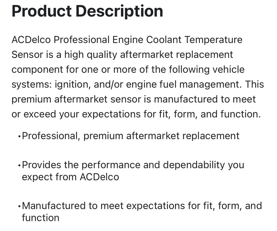 213-4514 AC Delco Coolant Temperature Sensor for Chevy Yukon SaVana Suburban - Image 3 of 4