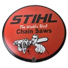 Vintage Stihl Chainsaw Sign - Porcelain Metal Store Display Advertising Gas Sign