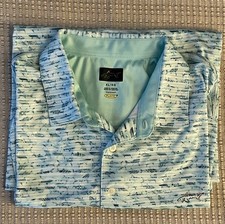 GREG NORMAN Play Dry Polo Golf Shirt Shark Men's XL Green/Aqua Short Sleeve 014