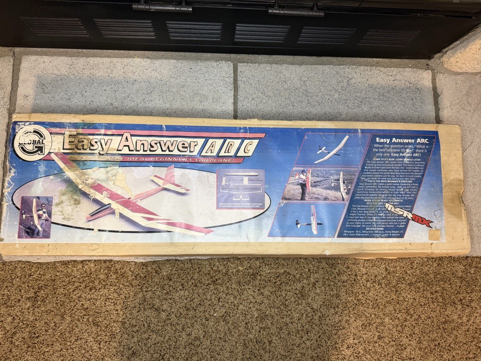 Global Easy Answer ARC Sailplane 78″ Span Vintage 2m RC Glider Thermal Trainer