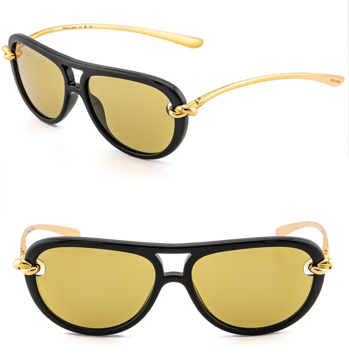 BOTTEGA VENETA 1418 KNOT Pilot BV1418S Gold Black Unisex Metal