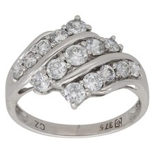 9ct Gold Ring 2.83g Dress/Cocktail Cubic Zirconia Size L - Fully Hallmarked